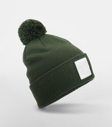 Beechfield_Applique-Patch-Pom-Beanie_B338R_olive-green_white