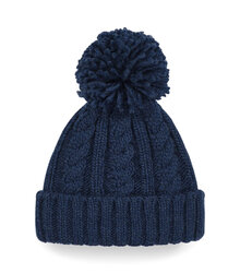 Beechfield_Cable-Knit-Melange-Beanie_B480_Navy-flat-shot