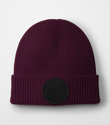 Beechfield_Circular-Fashion-Patch-Beanie_B332R_burgundy_black_flat-shot