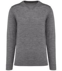 Kariban-Premium_Mens-V-Neck-Merino-Jumper_PK910_GREYHEATHER