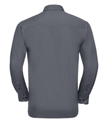 Russell-Mens-Long-Sleeve-Classic-Polycotton-Poplin-Shirt-934M-Convoy-grey-back