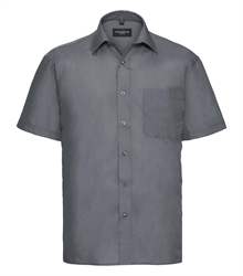 Russell-Mens-Short-Sleeve-Classic-Polycotton-Poplin-Shirt-935M-Convoy-grey-front