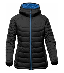 Stormtech-Womens-Stavanger-Thermal-Jacket-AFP-2W-FRONT-HOOD-DOWN-BLACK-AZUREBLUE