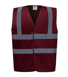 Yoko_Hi-Vis-2-Band---Braces-Waistcoat_HVW100_Maroon_Front