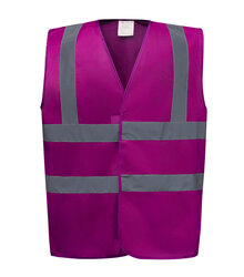 Yoko_Hi-Vis-2-Band---Braces-Waistcoat_HVW100_Raspberry_Front